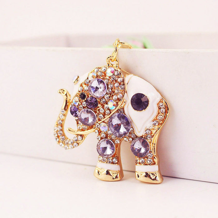 Elephant Rhinestone Gemstone Keychain Metal Handbag Charm