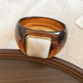 Acrylic Wide Bangle with Square Gold-Framed Cabochon view 6