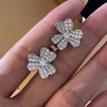 Clear Crystal Four Petal Flower Stud Earrings Polished Jewelry Accessory view 1