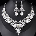 Black Silver Tone Pearl Crystal Scroll Pearl Look Four Designs Metal Necklace and Earring view 1