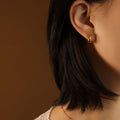 Small Smooth Gold C-Shaped Hoop Stud Earrings Metal Pair view 6