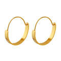 Gold And Steel Geometric Flat Band Hoop Earrings Pair view 5
