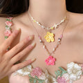 Beaded Flower Pendant Necklaces In Four Colors Statement Jewelry view 5