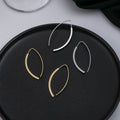 Minimal Leaf Wire Hoop Earrings Gold Silver Geometric Pair view 1