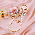 Clear Flower Globe Keychains with Pearl Loops in Six Colors plus Assorted view 2