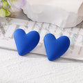 Colorful Matte Chunky Asymmetrical Heart Stud Earrings view 9