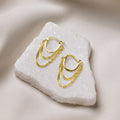 Double Chain Drop Hoop Earrings Gold And Silver Tone view 5
