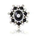 Black and White Pearl Oval Medallion Brooch Lapel Pin view 5