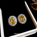 Olive Crystal Oval Halo Stud Earrings for Women Fashion Jewelry view 4