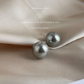 Grey Glass Pearl Round Stud Earrings Multiple Size Options view 10