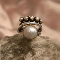 Pearl-Like Double-Orb Open Ring In Gold Silver And Two-Tone view 3