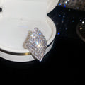 Silver Pavé Geometric Statement Rings Five Open Shapes view 4