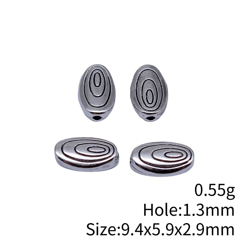9.4x5.9x2.9mm 0.55g Multicolor Zinc Alloy Oval Floral Pattern Small Hole Spacer Beads for Necklace Bracelet Making