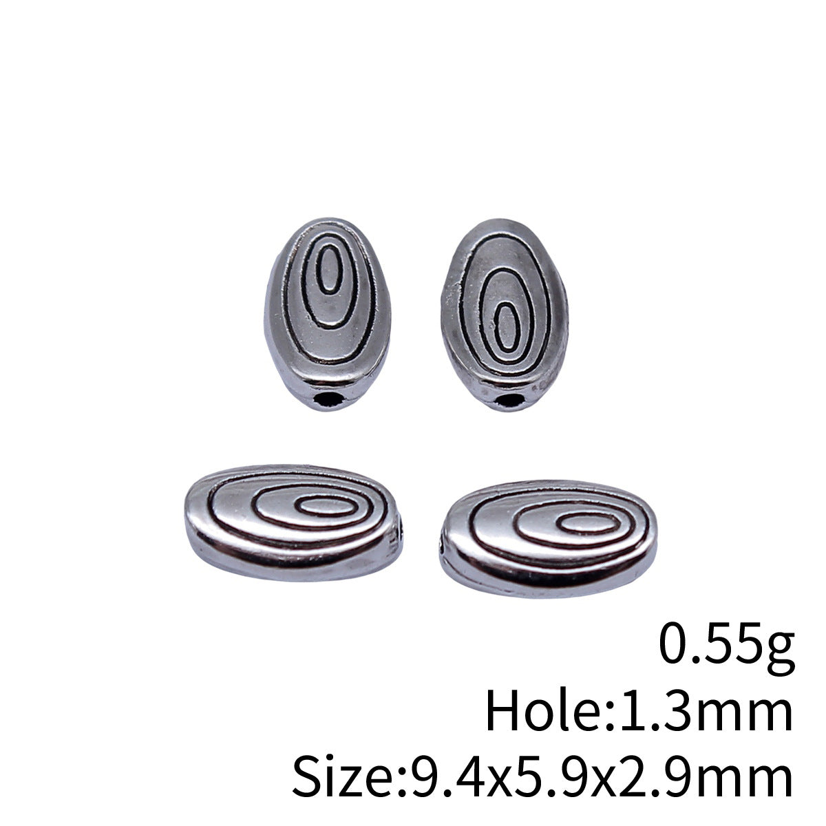 9.4x5.9x2.9mm 0.55g Multicolor Zinc Alloy Oval Floral Pattern Small Hole Spacer Beads for Necklace Bracelet Making