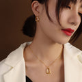 Geometric Open Square Pendant Necklace Gold Or Steel view 1