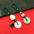 Green Cord Ring Disc Charms, Lotus And Beaded Designs, 2 Styles view 2