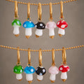 Gold Hoop Resin Polka Dot Mushroom Drop Earrings Five Colors view 3