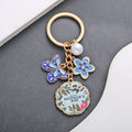 Blue or Pink Butterfly Flower and Mothers Day Keychains view 2