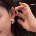 Silver Pearl Meteor Shower Cubic Zirconia Climber Earrings view 3