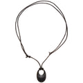Open Oval Cord Pendant Necklace in Red and Silver Tones view 5