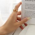 Infinity Figure Eight Open Band Ring Gold Steel Metal Finish view 3