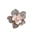 Red Gold Tone Camellia Enamel Pearl Look Two Designs Metal Brooch Pin view 5
