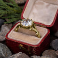 Gold Vintage Scroll Solitaire Round CZ Statement Ring view 3