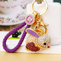 Pearl Accent Jeweled Rabbit Keychains in Four Colors with Fortune Loops view 4