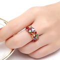 Multicolor Mixed-Cut Cluster Ring In Rose Gold Tone view 3