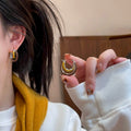 Red Yellow and White Enamel Overlapping Clip Earrings view 6