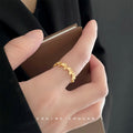 Gold Tone Wheat Branch Clear Stone Adjustable Open Ring view 3