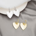 Gold Heart Pendant Drop Earrings Twisted Rope Hoop Posts view 1