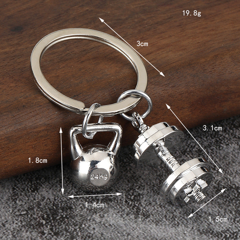 Metal Dumbbell Fitness Keychain for Gym Lovers and Couples