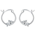 Silver Koala Round Hoop Earrings Animal Charm Metal view 5