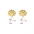 Gold Scallop Shell Blue Clear Bead Fringe Earrings view 5
