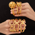 Gold Steel Sphere Wave Open Frame Hinge Bangle Bracelets view 3