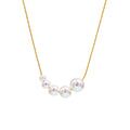 Gold Stainless Steel Graduated Shell Bead Pearl Necklace view 5