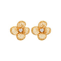 Openwork Four Petal Flower Stud Earrings in Two Finishes view 5