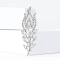 Crystal Feather Brooch in Rose Gold or Silver Tone view 2
