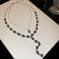 Antique Rose Link Y Drop Necklace in Gold and Silver view 7