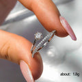 Open Adjustable Double Band Ring Clear Center Stone view 5