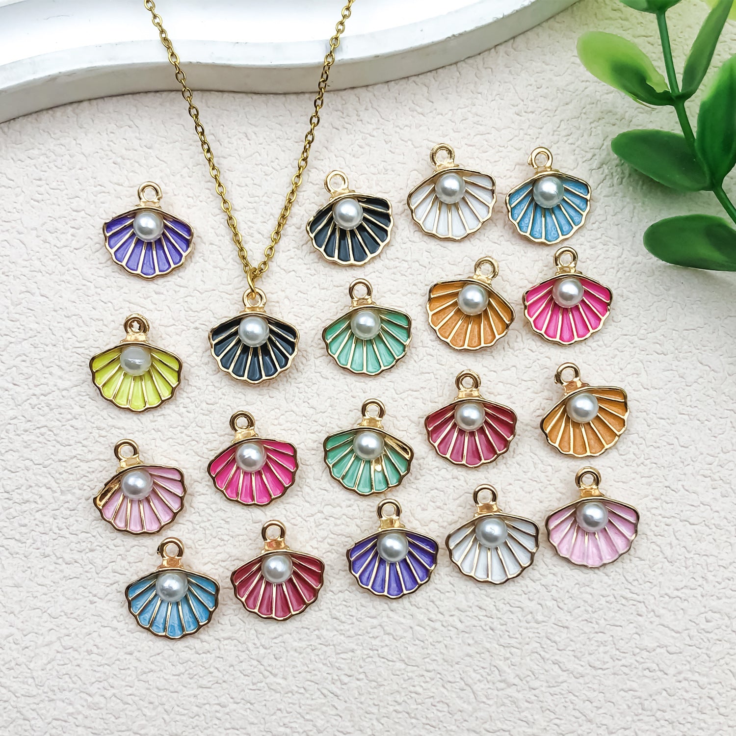 Acrylic Shell Pearl Ocean Charm Pendant for DIY Earrings Necklace Keychain Jewelry