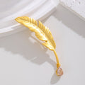 Gold Tone Feather Openwork Metal Brooch Pin for Jackets and Lapels view 3