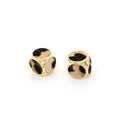 Gold Tone Leopard Pattern Cube Geometric Stud Earrings view 1