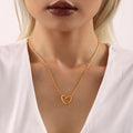 Gold Open Heart Pendant Snake Chain Necklace Minimalist view 6
