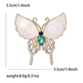 Gold Tone Butterfly Brooch With Shell Wings And Green Crystal view 5
