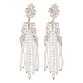Crystal Flower Pearl Tassel Earrings - One Style Polished Decorative Design view 5