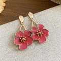 Enamel Flower Drop Earrings in Six Bright Color Options view 11