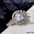 Silver Tone Round Clear Stone Halo Ring Jewelry Design view 5