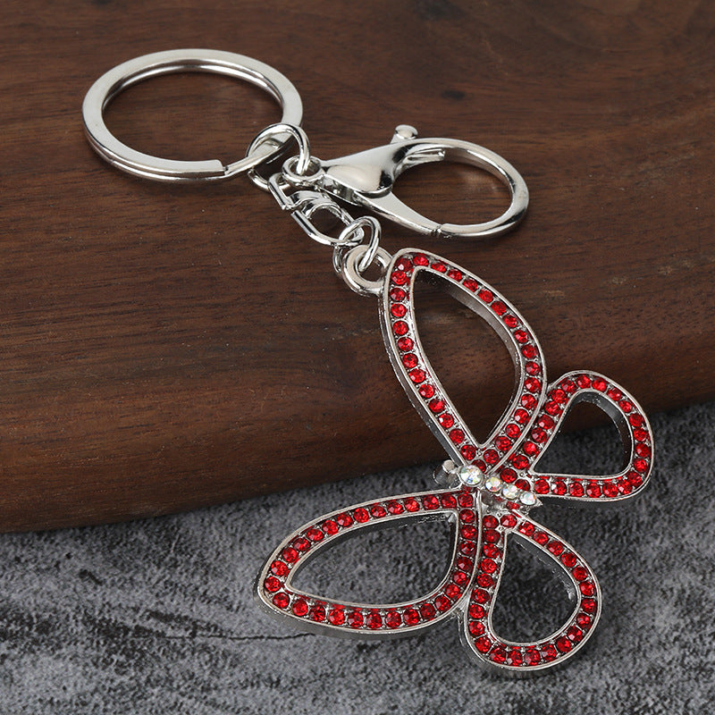 Hollow Butterfly Rhinestone Keychain Metal Car Key Ring Bag Charm